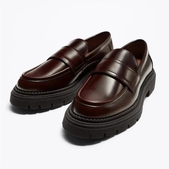Zara | Shoes | Nwot Zara Lug Sole Leather Loafers | Poshmark
